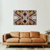 ''Aztec Trio Burgundy'' Wood Wall Art | Mixed Media by Skal Collective. Item composed of wood