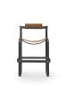 Contemporary Counter Stool w/Backrest Metal&Natural Leather | Chairs by Jover + Valls. Item made of leather works with contemporary & art deco style