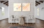 Happy Diptych in "Washi" | Oil And Acrylic Painting in Paintings by Jan Sullivan Fowler. Item composed of paper and synthetic