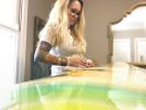 arcadia custom surfboard | Mixed Media by Amanda M Moody. Item composed of wood and synthetic