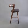 Arco Curved-Back Wooden Bar Stool | Chairs by Kleinhaus Furniture. Item composed of wood and fabric in mid century modern or contemporary style
