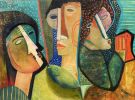 Oil and Cold wax medium on canvas | Mixed Media by Niki J Sands. Item composed of canvas