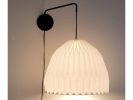 Industrial sconce with pleated dome lampshade, | Sconces by Studio Pleat. Item composed of metal & paper compatible with mid century modern and contemporary style