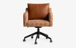 Papillonne Wheeled Task Chair in Orange Fabric | Office Chair in Chairs by LAGU. Item made of fabric with steel works with minimalism & modern style