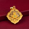 Wealth Yellow Jambhala Thangka Pendant Sapphire Micro Art | Ornament in Decorative Objects by Dynasty Artisan. Item made of metal compatible with contemporary and eclectic & maximalism style