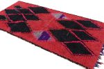 Vintage Moroccan Rug in Pink with Black Diamond Medallions | Area Rug in Rugs by Rug and Kilim