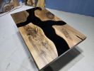 Dark Walnut Black Epoxy Coffee Table, Live Edge Epoxy Resin | Dining Table in Tables by LuxuryEpoxyFurniture. Item made of wood & synthetic