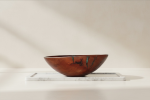 Pearwood Bowl with Deep‑Blue Resin Veins | Decorative Bowl in Decorative Objects by Holzkunst Samuel Meisinger. Item composed of wood in art deco or modern style