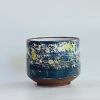 Handmade and Hand-Painted Blue, White and Yellow Tea Cups | Drinkware by cursive m ceramics. Item composed of stoneware