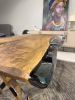 Walnut Sea Green Epoxy Resin Live Edge Dining Table | Tables by Tinella Wood. Item composed of oak wood and metal in boho or minimalism style