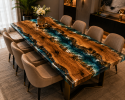 Blue Epoxy Dining Table, Luxury Resin Dining Table Top | Tables by Innovative Home Decors. Item composed of wood in country & farmhouse or art deco style