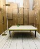 ¨Julieta¨ Conical Legs High Gloss Top Brass Tape Low Table | Coffee Table in Tables by Jover + Valls. Item composed of wood and copper in industrial or art deco style