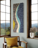 Wave: Folded Recycled Paper Art | Mixed Media by Trish Sierer Studio. Item composed of birch wood and paper in contemporary or japandi style