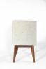 Concrete Cube & Long Solid Wood Legs End Table | Tables by Curly Woods. Item composed of maple wood and concrete in mid century modern or modern style