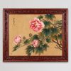 Hand-Painted Gongbi Peony Silk Classical Botanical Wall Art | Oil And Acrylic Painting in Paintings by Dynasty Artisan. Item composed of wood and fabric in contemporary or eclectic & maximalism style