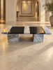 Sculptural Rhino Quartzite & Black Porcelain Coffee Table | Tables by Wasel Collection By Obsidian. Item made of stone works with contemporary & modern style