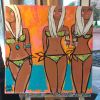 Mod Girls original painting painted with collage from vintag | Oil And Acrylic Painting in Paintings by Robin Hiers. Item composed of canvas
