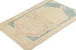 Vintage Turkish Oushak Rug in Blue, Pink and Cream | Area Rug in Rugs by Rug and Kilim