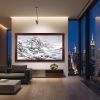 78" Hand-Painted Winter Snow Shanshui Landscape on Silk/Xuan | Oil And Acrylic Painting in Paintings by Dynasty Artisan. Item composed of wood and glass in contemporary or eclectic & maximalism style