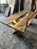 Custom Order Walnut Wood Epoxy Table | Resin River Table | Dining Table in Tables by Tinella Wood | San Francisco in San Francisco. Item composed of walnut in minimalism or art deco style