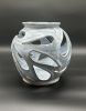 Blue Cut Out Sphere | Sculptures by Feats Of Clay. Item composed of ceramic in contemporary or art deco style