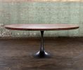 Oval Pedestal Base Dining Table | Solid Wood Top Cast Iron " | Tables by Alabama Sawyer. Item made of oak wood with metal