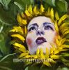 SUNFLOWER GIRLS, 14"x18", original oil painting | Oil And Acrylic Painting in Paintings by Lucy Morningstar. Item composed of synthetic