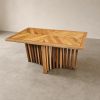 Herringbone Table - Chevron Dining Table | Tables by Halohope Design. Item made of oak wood with metal works with minimalism & mid century modern style