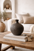Handcarved black ceramic vase - Olive | Vases & Vessels by ENOceramics. Item made of ceramic works with minimalism & contemporary style