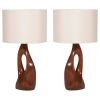 Amorph Helix Table Lamp, Solid Wood, Walnut Finish w/ Ivory | Lamps by Amorph. Item composed of walnut and fabric