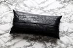 Petite Black Embossed Leather Pillow Cover | Pillows by Metal Mingle Studio. Item made of metal & leather