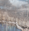 MOUNTAIN RETREAT 36X60 - MIXED MEDIA - wood panel | Mixed Media by Carolyn Johnson Coastal Art. Item made of wood