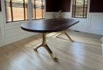 Emerson Dining Table | Tables by Philadelphia Table Company. Item made of walnut with brass works with modern & transitional style