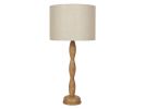 Hand Turned Oak Table Lamp | Lamps by ColombeFurniture. Item made of oak wood with linen