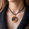 Zhaji Lhamo Thangka Gold Engraved Kalachakra Pendant | Ornament in Decorative Objects by Dynasty Artisan. Item composed of metal in contemporary or eclectic & maximalism style