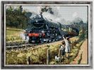 Framed The Train "The Flying Scotsman" Needlepoint | Embroidery in Wall Hangings by Hiraeth Ceramics. Item made of cotton works with country & farmhouse & industrial style