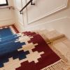 Handwoven Woolen Runner Rug | Rugs by Evergreen Carpets. Item composed of wool in boho or minimalism style