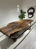 Custom Epoxy Table - Black Walnut Resin Table - Clear Table | Dining Table in Tables by Tinella Collection. Item composed of wood in contemporary or country & farmhouse style