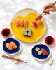 Bauhaus Sushi Set for Two — Round Plates | Platter in Serveware by Pottery & Poetry. Item made of ceramic compatible with contemporary style