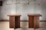 Solid Natural Walnut Side Tables | Tables by Aeterna Furniture. Item composed of walnut