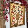 Handmade Bespoke Luxury Artwork from India “Mayura” Peacock | Embroidery in Wall Hangings by MagicSimSim
