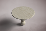 Cess Travertine Round Dining Table | Tables by HamamDecor LLC. Item composed of marble