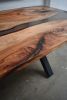 Bespoke Pecan Live Edge River Table with Translucent Resin | Conference Table in Tables by Atlantic Fine Woods. Item composed of wood & steel compatible with contemporary and eclectic & maximalism style