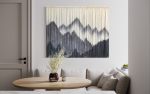 ALPS Gray Mountain Landscape Dyed Wall Tapestry | Macrame Wall Hanging in Wall Hangings by Wallflowers Hanging Art. Item made of oak wood with wool works with boho & country & farmhouse style