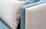 Papillonne Blue Velvet and Beige Corduroy Fabric Armchair | Chairs by LAGU. Item made of wood & fabric compatible with modern style