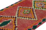 Vintage Moroccan Runner Rug in Red with Diamond Medallions | Area Rug in Rugs by Rug and Kilim