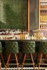Tufted Bar Stools - Model 7028 | Chairs by Richardson Seating Corporation | Maison Pickle in New York. Item made of wood with leather