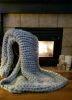 Chunky Knit King Size Merino Wool blanket | Linens & Bedding by Knit Like A Boss. Item made of fabric