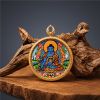 Medicine Buddha Thangka Gold Pendant Vitality Amulet Pedant | Ornament in Decorative Objects by Dynasty Artisan. Item composed of metal compatible with contemporary and eclectic & maximalism style