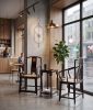 Midnight Black-Gold Ming Scholar Hat Armchair Trio Set | Chairs by Dynasty Artisan. Item composed of wood in contemporary or eclectic & maximalism style